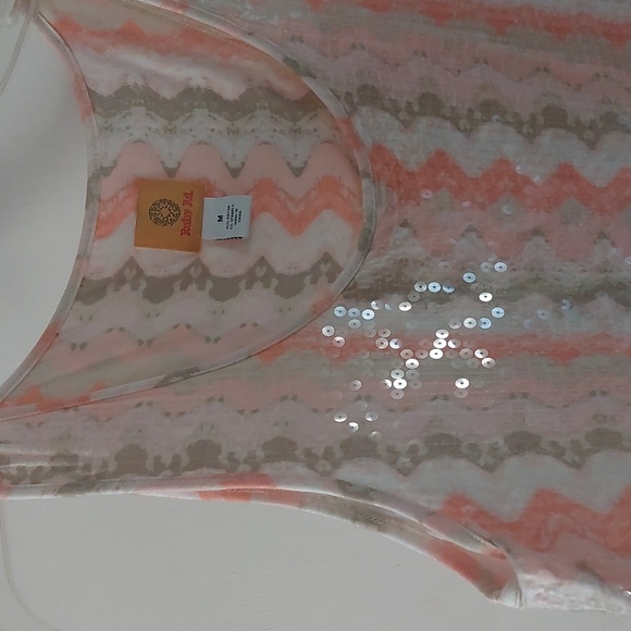 Ruby Rd. Dunemul Sequin Zig Zag Striped Dressy Tank Top Sz M - Picture 4 of 17